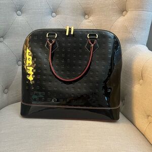 Arcadia black patent leather bag